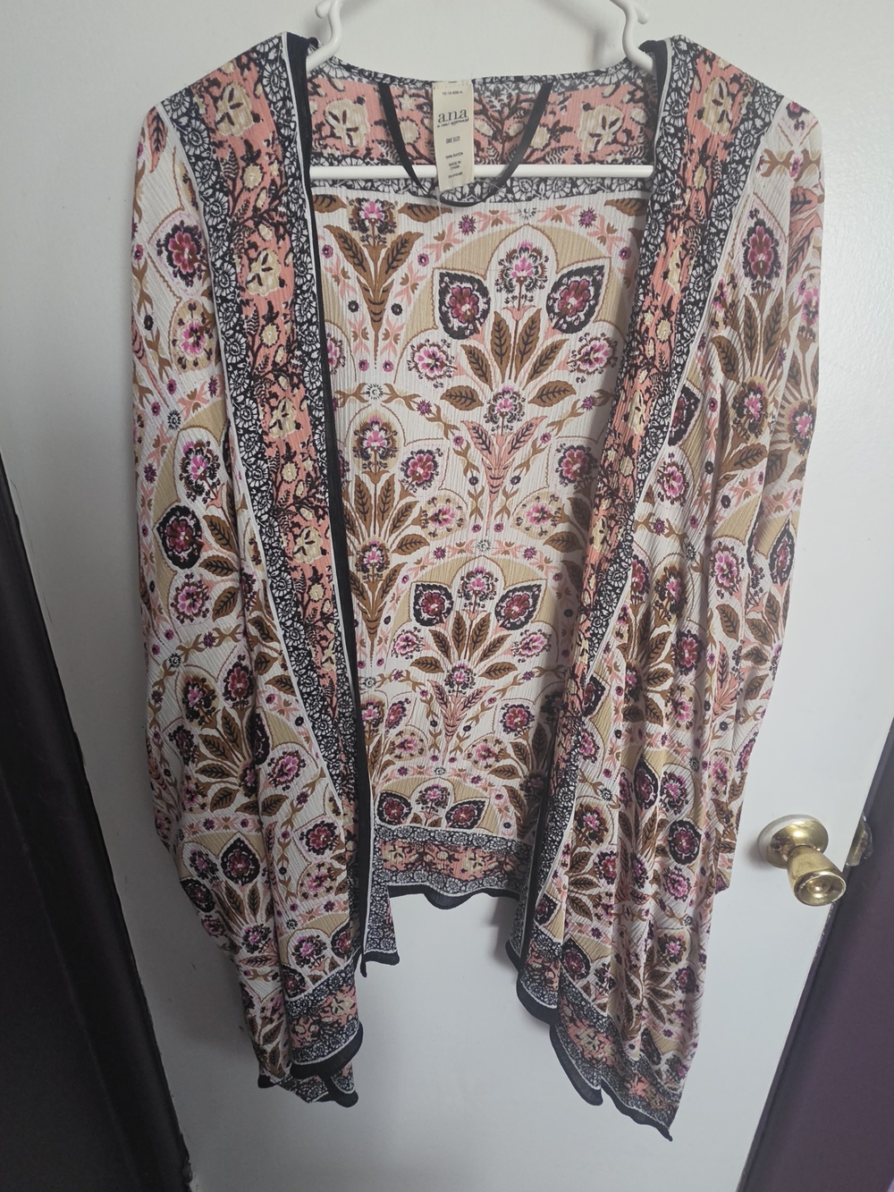 a.n.a Printed Floral Open-Front Women's Cardigan - Pink & Cream